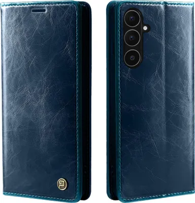 Produktbild von Handyhülle für Samsung Galaxy A56 5G Kunstleder Flip Vintage Cover Hülle RFID Schutz Case Kartenfach Farbe: Blau