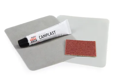 Produktbild von Reparatur Spezial-Flickzeug grau für Velour Luftbett Matratzen 2x Flicken 1x Kleber