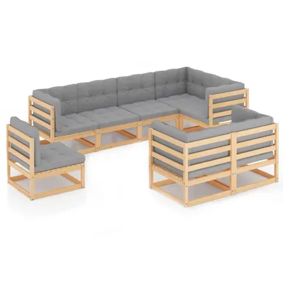 Produktbild von vidaXL 8-tlg. Garten-Lounge-Set mit Kissen Massivholz Kiefer