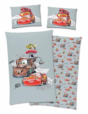 Produktbild von Disney Cars - Auto Bettwäsche Mc Queen 40x60 + 100x135cm , 100% Baumwolle mit RV