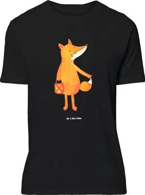 Produktbild von Mr. & Mrs. Panda Größe XL T-Shirt Fuchs Laterne - Schwarz - Geschenk, Sankt Martin, mit Spruch, Tshirt, Shirt, Laternenumzug, Selbstbewusst
