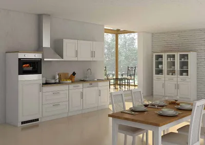 Produktbild von Küchenblock Rom 300 cm im Landhaus Stil weiß matt ohne Elektrogeräte