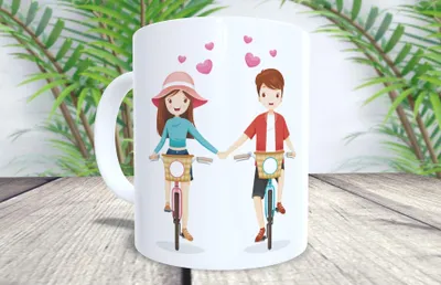 Keramik-Kaffeetasse 350 ml, Liebesmotiv, spülmaschinenfest