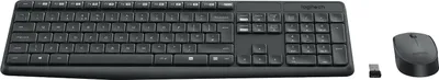Produktbild von Logitech MK235, Volle Größe (100%), Kabellos, RF Wireless, QWERTY, Grau, Maus enthalten