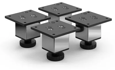 Produktbild von 4er Set sossai Höhenverstellbare Aluminium Möbelfüße 60mm in Chrom Schrankfüße Sockelfüße