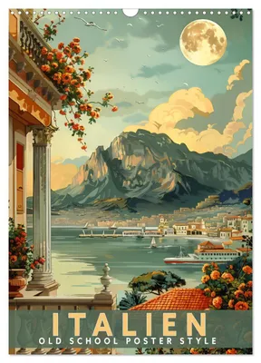 Produktbild von Italien - Old School Poster Style (Wandkalender 2027 DIN A3 hoch), CALVENDO Monatskalender