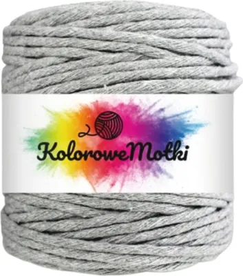 Zdjęcie produktu dla KoloroweMotki | Sznurek bawełniany | 100m 5mm | Szary | Sznurek bawełniany do makramy | Mocny sznurek ekologiczny | Sznurek do rękodzieła
