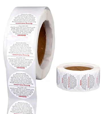 500 Kerzen-Warnaufkleber, 2,5 cm, rund, Sicherheitsetiketten