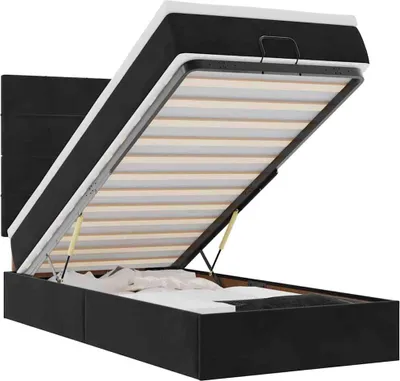 Produktbild von vidaXL Ottoman-Bett mit Matratzen & LEDs Schwarz 90x200 cm Samt