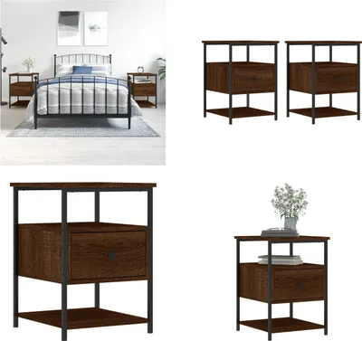 Produktbild von vidaXL Nachttische 2 Stk. Braun Eichen Optik 40x42x56 cm Holzwerkstoff - Nachttisch - Nachttische - Nachtschrank - Schrank