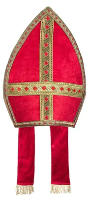 Immagine prodotto di Cappello natalizio rosso con decorazioni dorate