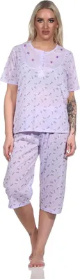 Produktbild von Damen Capri Pyjama mit kurzen Ärmeln; Flieder/L/40