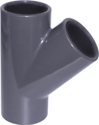 Produktbild von PVC T-Stück 50 mm 45 Grad Grau für Rohrsysteme, PN10, weichmacherfrei