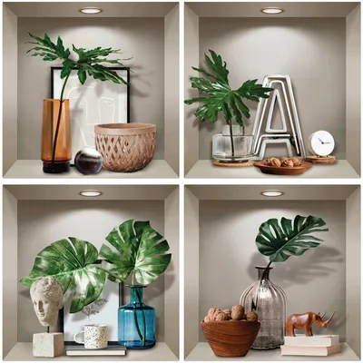 Productafbeelding van 3D-stickers met planten- en designmotieven, 60 x 60 cm