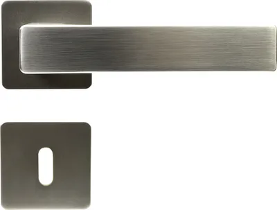 A door handle set with a keyhole escutcheon plate, presented against a white background.