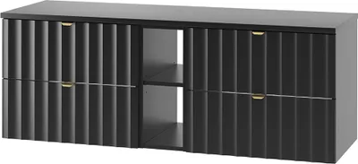 Produktbild von Waschbeckenunterschrank 140 cm breit in schwarz matt AVOLA-140