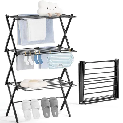 Image de Omgoods - Étagère pliante à linge avec 3 niveaux