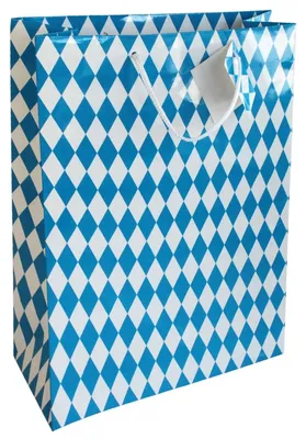 Produktbild von Geschenktragetasche Bayernraute - 25 x 33 x 11 cm blau/weiß.