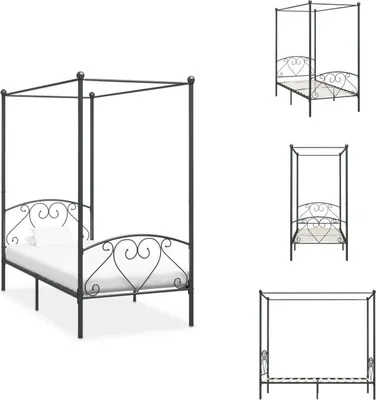 Produktbild von vidaXL Himmelbett-Gestell Grau Metall 100 x 200 cm -  Betten & Bettgestelle