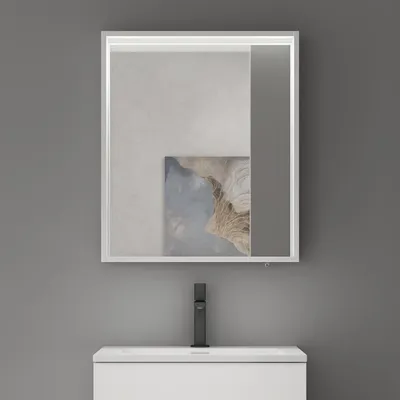 Immagine prodotto di doporro Armadietto a Specchio con Luce 60x12x70cm, Specchio da Parete con Luce LED e Ripiano in Legno Bianco opaco Spiegelschrank-01