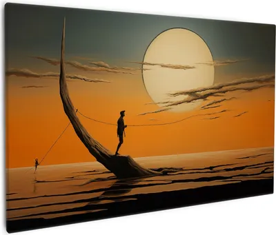 Produktbild von Wallario Premium Leinwandbild Einsam im Sonneruntergang in Größe 60 x 90 cm