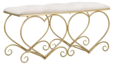 Produktbild von FURNLUX Ottomane Herz Gold 105cm / Hauptfarbe: Gold / Abmessungen: 105 x 52 x 38 cm