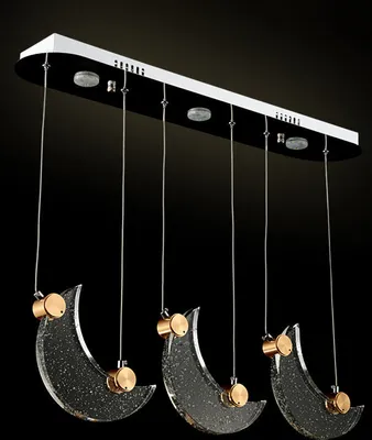 Produktbild von LED Pendelleuchte 1668-3 75*10 cm H 130 cm Mondkristalle Fernbedienung Lichtfarbe einstellbar A+