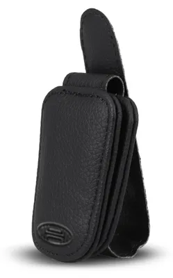 Produktbild von HEYNER® Brillenhalter Sonnenbrillenhalter mit Magnet für Sonnenblende Auto Universal schwarz Leder Ticket Karten Clip