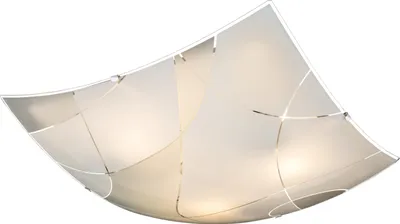 Produktbild von Globo Lighting Deckenleuchte Metall weiß, verchromt, Glas satiniert, Dekorlinien, LxBxH: 400x400x95mm, exkl. 3x E27 ILLU 60W 230V