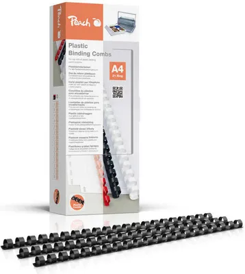 Obrázok produktu pre Peach Bürogeräte, Čierna, 65 listy, A4, 1 cm, 100 kusov