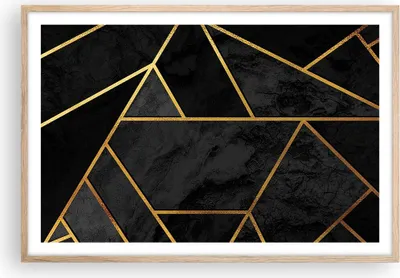 Produktbild von Gerahmtes Poster - Rahmen in heller Eiche - Abstraktion Gold Schwarz - 91,5x61 cm - Wand Bild - Wanddeko - Wandbilder - Wandposter - Bilderrahmen - Bilder - Kunstdruck - Wandbild - P2NAA91x61-4358