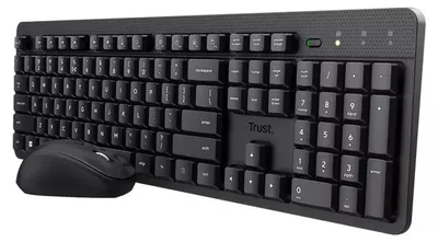 Obrázok produktu pre Trust Ody II, Bezdrôtový, RF Wireless, Membránový spínač kláves, AZERTY, Čierna, Obsahuje myš