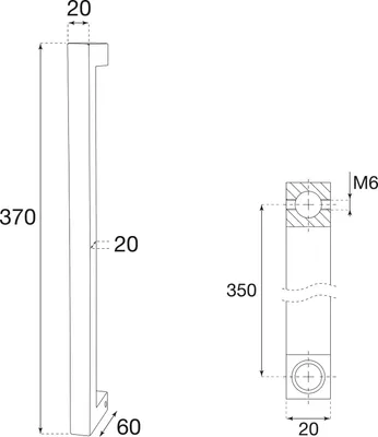 Produktbild von HALCÖ Stoßgriff HT, 20 x 20 x 370 mm, Schwarzstahl geölt