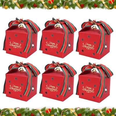 Imagen del producto de Cajas de regalo de papel, 6 unidades, con motivos navideños, para regalos