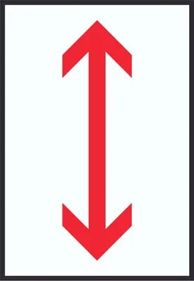 Produktbild von Richtungspfeil hoch runter Schild hochkant rot weiss schwarz Pfeil A6 Rückseite selbstklebend