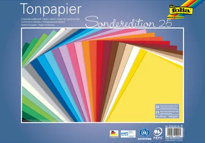 Produktbild von folia Tonpapier (B)350 x (H)500 mm 130 g/qm sortiert 25 Blatt