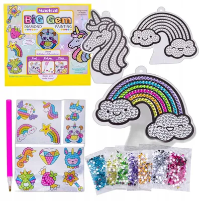 Produktbild von DK Kreatives Diamond Painting Einhorn Bastelset mit 12 Stickern