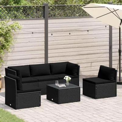 Obrázok produktu pre vidaXL 4-dielna záhradná obývacia súprava s vankúšmi Poly Rattan Black