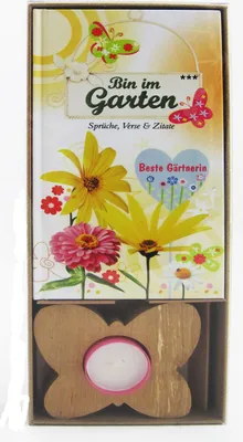 Produktbild von Geschenkbox "Beste Gärtnerin" mit Holzteelichthalter incl. Teelicht