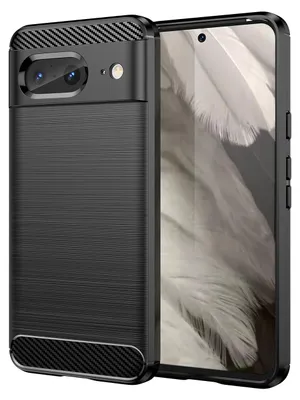 Produktbild von Google Pixel 8 Hülle, Carbon-Faser TPU Silikon Stoßfest Schutzhülle für Google Pixel 8 Schwarz