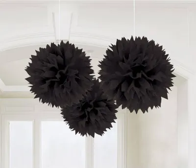 Produktbild von amscan Dekobälle Fluffy schwarz Ø40cm 3 Stück