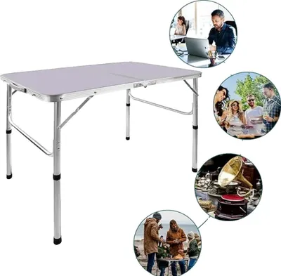 Obrázok produktu pre Skladací kempingový stôl, ľahký, výškovo nastaviteľný, 3FT 90 cm