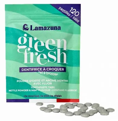 Productafbeelding van Lamazuna Toothpaste Tablets Greenfresh Nettle Mint Bio (30 gr)