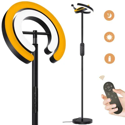 Obrázek produktu pro Stojací lampa stmívatelná obývací pokoj ložnice kancelář, 190cm LED stojací lampa 2000LM 36W uplighter s dálkovým ovládáním čtecí lampa černá