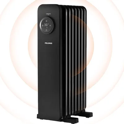 Produktbild von PELONIS PHOENIX Ölradiator mit 24-Stunden TIMER Touch-Display Energiesparend 1500 W Heizstrahler Heizung mit 7 Heizrippen, Einstellbarem Thermostat, Kippschutz und Überhitzungsschutz für Zuhause (Schwarz)