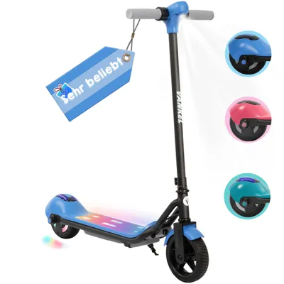 Produktbild von VANKEL Kinder E-Scooter Blau, 110W Motor, LED & Bluetooth, 3 Geschwindigkeitsmodi, leicht & sicher, für Kinder 6–12 Jahre