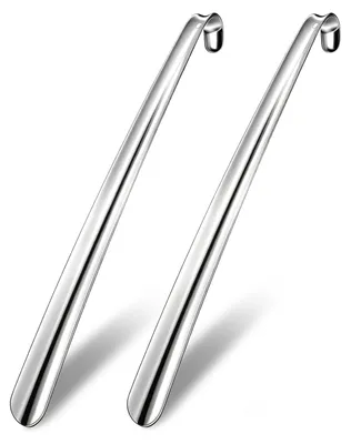 Imagen del producto de Calzadores largos, 2 unidades, 42 cm, de metal inoxidable, para facilitar el calzado