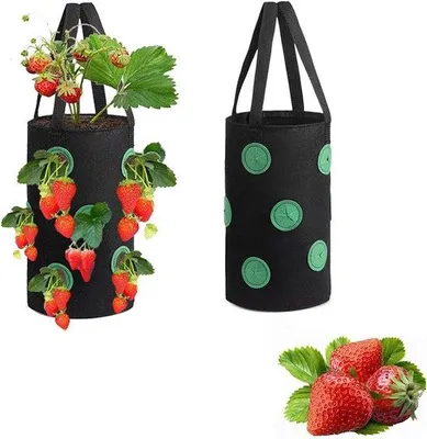 Image de Sac de jardin pour les fraises et les légumes - Sac de plantation suspendu avec des trous - Sac suspendu incomplet pour les plantes - Convient pour les herbes, les légumes et les fleurs