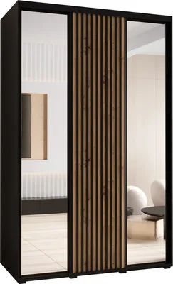 Produktbild von MEBLE KRYSPOL Lanko 2 Schrank mit 3 Schiebetüren - 235,2x160x60 cm - Schwarz Artisan Schwarz