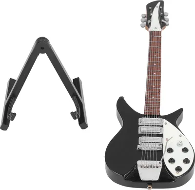 Produktbild von Mini-Gitarre, Maßstab 1:6, Buchenholz, 18 cm lang, Farbbehandlung, Puppenhaus-Instrumente, Spielzeug für Musikliebhaber